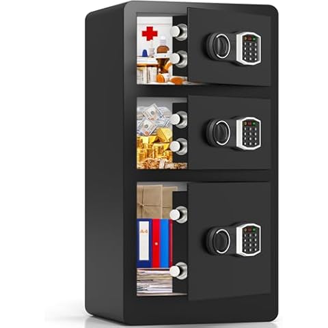 8.4 Cuft Heavy Duty Safe Box, Large Home Safe Box with TRIPLE DOORS, Safety Box with Combination and Key, Anti-Theft Personal Digital Security Document Safes for Money Office Business Cover