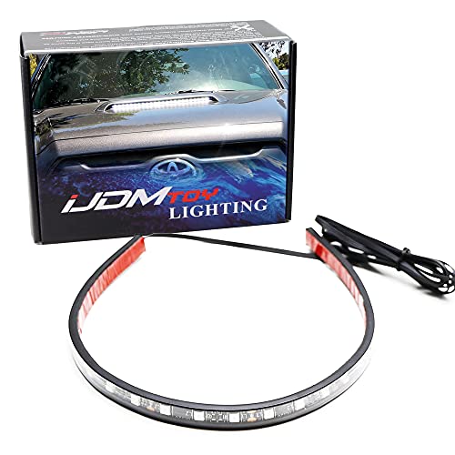 iJDMTOY Xenon White 24-SMD Flexible LED Hood Bulge Light Strip Compatible With 2012-2015 Toyota Tacoma w/Hood Scoop Bulge