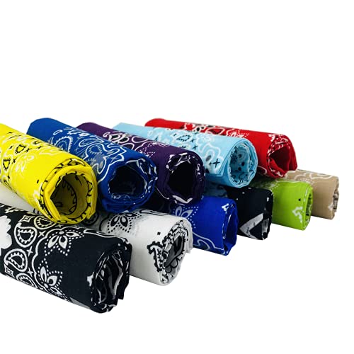 HankieWorld Bandanas 3 pack 6 pack 12 pack 22 inch Cotton Paisley Kerchiefs for Men and Women
