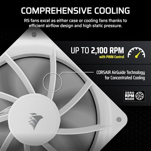 Image of CORSAIR RS120 120mm PWM Fans - Daisy-Chain Connection - Low-Noise - Magnetic Dome Bearing - Triple Pack - White