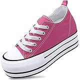 REFRASE LIFE Womens Platform Wedge Sneakers 3 Inches Height Boost Hidden Heel Shoes, Casual Height Increase Walking Fashion Shoes for Women and Girls