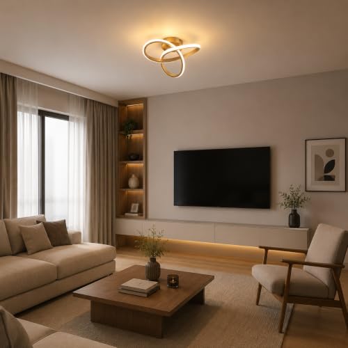 Luminária Led De Teto Dourado Moderna Design Premium Sofisticado Bivolt 110 e 220v Potência de 20W