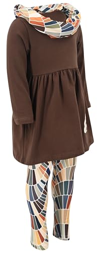 Image of Unique Baby Girls Kids Toddler 3pc Outfit Set Long Sleeve Lightweight Tunic Top Leggings and Scarf