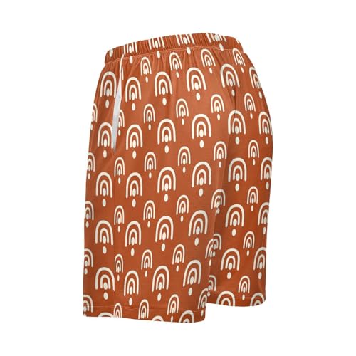 Men's Pajama Shorts Rainbow Abstract Red Athletic Pajama Sleep Bottoms with Pockets 23041523