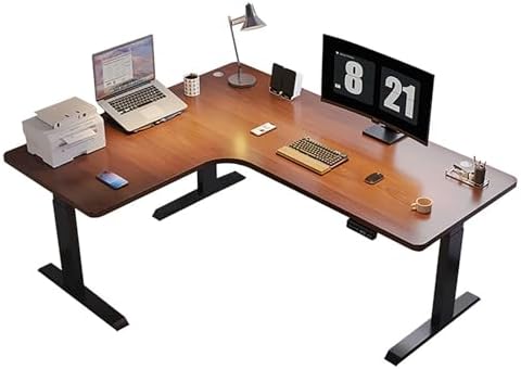 Electric L-Shaped Standing Desk, Height Adjustable Corner Computer Workstation with Memory Settings, Spacious Sit-Stand Gaming Table for Home Office
