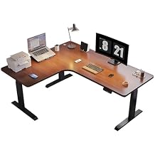 Electric L-Shaped Standing Desk, Height Adjustable Corner Computer Workstation with Memory Settings, Spacious Sit-Stand Gaming Table for Home Office