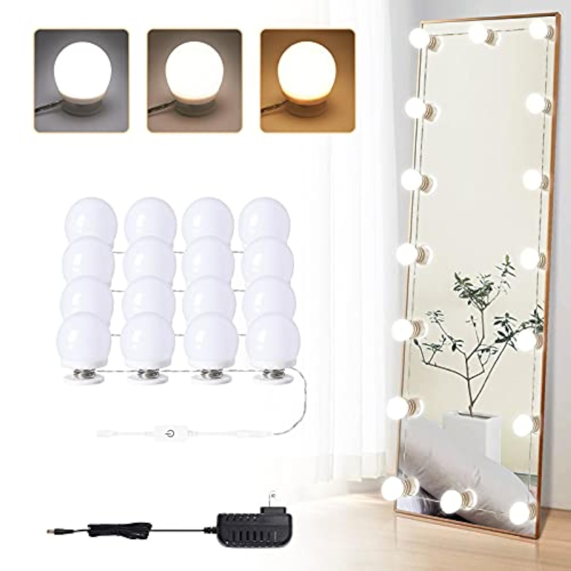LED Vanity Mirror Lights Plug in Dimmable 3 Color Modes
