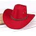 Digood Mens Western Cowboy Hat Outdoor Wide Brim Hat with Strap Fashion Cowboy Cowgirl Fedora Hat Summer Outback(Red,One Size)