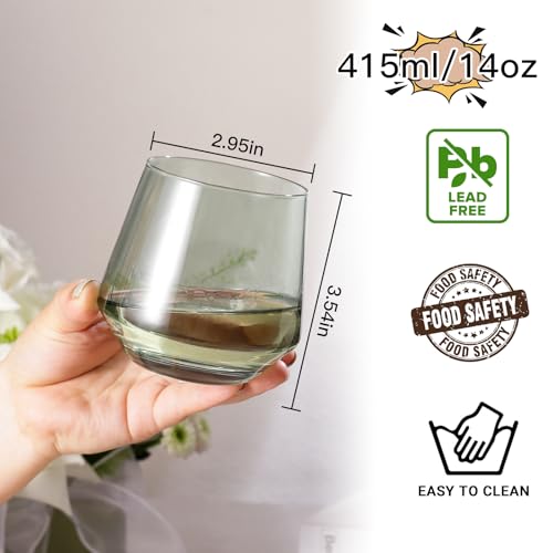 Colorsavant Stemless Green Wine Glasses