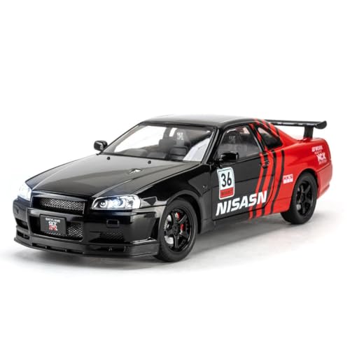 Image of 1.32 Scale Nissan GT-R R34 Diecast Car Model Toy with Pull Back Action, Openable Doors, Alloy Body & Detailing | Sports Toy for Kids & Collectors | Luxury Racing Car Gift
