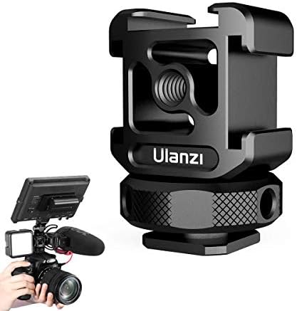 ULANZI PT-12 Camera Hot Shoe Extension Bracket with Triple Cold Shoe Mounts for Microphone LED Video Light, 1/4'' Screw for Magic Arm, Aluminum Shoe Mount Compatible with Nikon Canon Sony Cameras