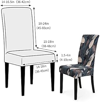 FORCHEER Pattern Stretch Chair Covers for Dining Room Set of 4,Printed Stretchable Dining Chair Slipcover Washable Removable for Kitchen,Hotel,Restaurant,Ceremony Universal Size(4PCS,Leaf)