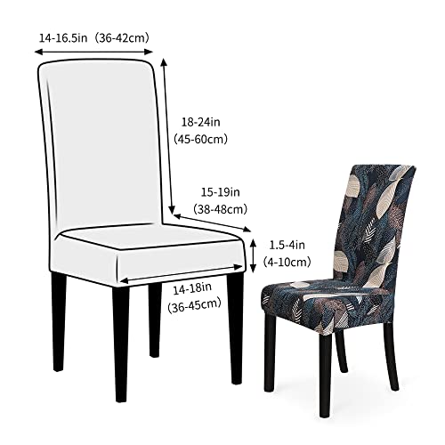 FORCHEER Pattern Stretch Chair Covers for Dining Room Set of 4,Printed Stretchable Dining Chair Slipcover Washable Removable for Kitchen,Hotel,Restaurant,Ceremony Universal Size(4PCS,Leaf)