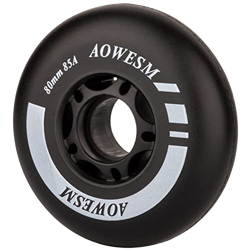Aowesm Inline Skate Wheeis 85A Outdoor Inline Roller Hockey Skates Replacement Wheels For Adjustable Blades Roller Skates, 72Mm/76Mm/80Mm Sizes, Black/Blue/Red Colors, 8-Pack (Black, 76Mm Diameter) #TOP5