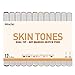Dual Tip Skin Tones Markers Pen Set, Permanent Art Sketch Marker for Manga, Portrait, Flesh, Illustration Drawing - Pack of 12 Includes Colorless Blender