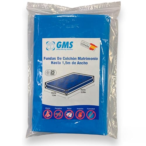 Funda De Colchón para Mudanzas y Trasteros, Colchones de hasta 1,5m de Ancho y 2,3m de Alto (Azul - Colchones de hasta 1,50m)