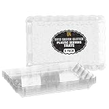 6 Pack Silver Glitter Plastic Serving Trays for Party, 9 x 13 Inch - Heavy Duty Plastic Silver Trays for Food - Rectangular Party Serving Platters