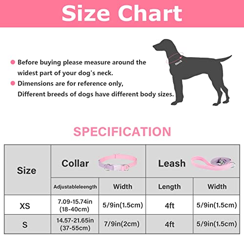 Xs Dog Collar - Nylon Pink Dog Collar And Leash Set, Comfortable Puppy Collars For Small Puppies With Buckle For Small Boy And Girl Dogs, Adjustable Soft Pet Cat Collars, And Padded Handle Dogs Leash #TOP5
