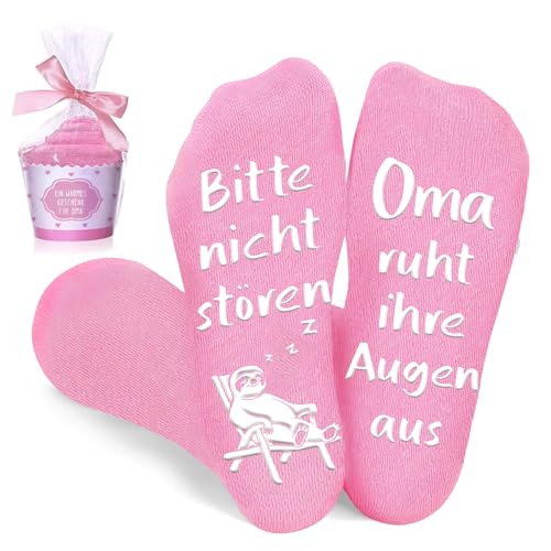 BOYATONG Oma Geschenk Socken, Geschenke für Oma Geschenke für Frauen, Geburtstagsgeschenk Muttertagsgeschenk mit Spruch Bitte Nicht Stören Oma Ruht Ihre Augen aus, Oma, tamanho único