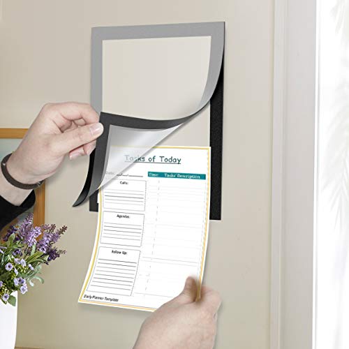 ZHIDIAN Document Sign Holder Pockets with Adhesive Back, Plastic Poster Picture Notice Display Frame for Window/Door/Wall/Cabinet, 8.5 x 11.6 Inches, Silver, 6 Pack - Thumbnail 2