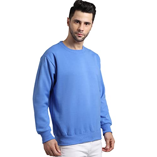 Image of BZR-Men's Fleece Round Neck Regular Sweatshirt (Sw Rrn Black 01-L Black L)(1903)