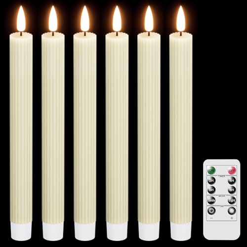 Velas cónicas de cera real con mecha 3D texturizada y efecto parpadeo