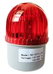 ABS Revolving Industrial Tower AC 110V/220V and DC 12V/24V Buzzer Circular Siren LED Warning Light (Red, 8.7 x 15 cm)