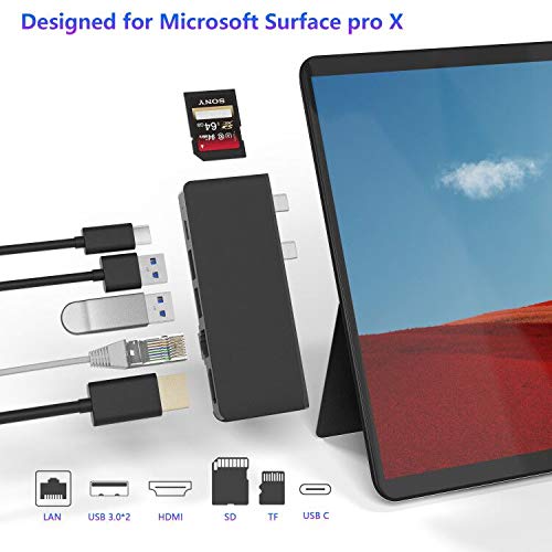 KETAKY Surface Pro X Docking Station, 7 in 2 Microsoft Surface Pro X