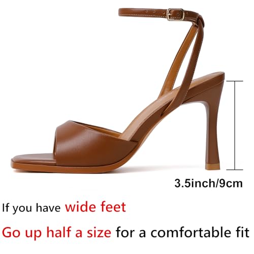 Mostrin Strappy Heels for Women Square Open Toe Lace Up Heeled Sandals Ankle Strap Sexy Stiletto High Heels for Party, Prom, Dating, Wedding2