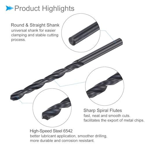 CoCud 6542 Hochgeschwindigkeitsstahl Spiralbohrer, Durchmesser 5,7 mm, Länge 92 mm, Schwarzoxid gerade Spiralbohrer - (Anwendungen: für Metall, Holz, Kunststoff, Aluminium)