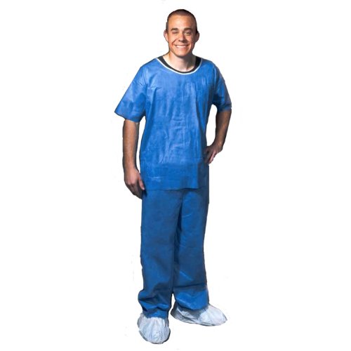 Enviroguard Soft Scrub Short Sleeve Shirt, Disposable, Denim Blue, X-Large (Case of 50)