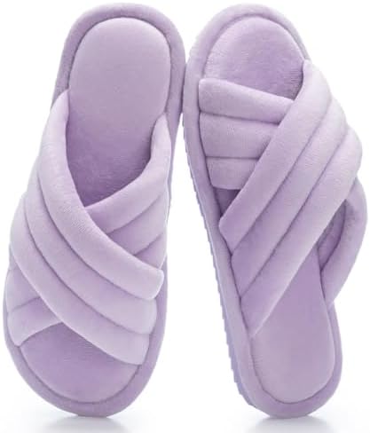 Cross Band Womens Slippers Indoor and Outdoor with Cozy Memory Foam Ladies House Slippers Shoes Slides Open Toe Cute Gifts for Women Her Mom Soft Slip On Slipper Black