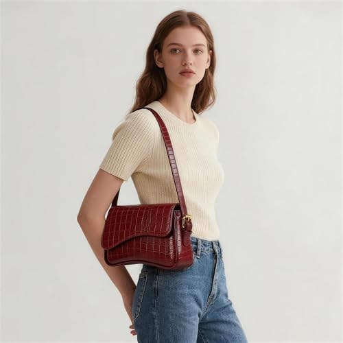 Image of Amszke Shoulder Bag for Women Y2K Crossbody Purse PU Leather Underarm Handbag 2 Adjustable Strap for Daily Commute Travel