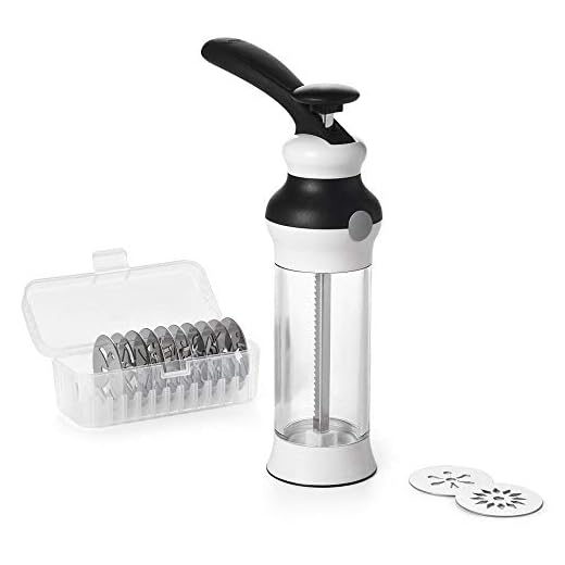 Oxo 1257580V2MLNYK Presse à Biscuits Noir/Blanc, Acier Inoxydable, 7,24 x 19,05 x 32,26 cm