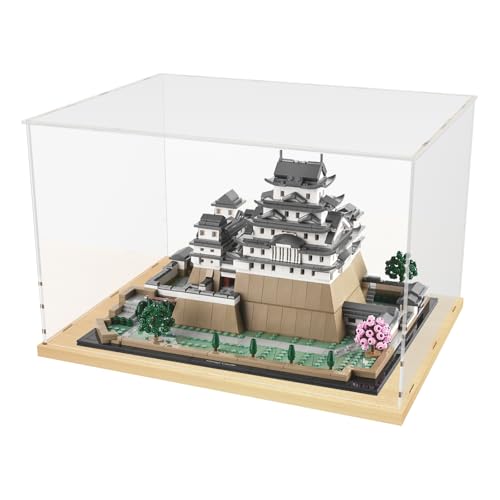 Image of Choowin Acrylic Display Case for Lego Hogwarts Castle 76419 for Lego Himeji Castle 21060, Thickened Clear Acrylic Display Cases for Collectibles, Assemble Dustproof Display Box with Door, Wood