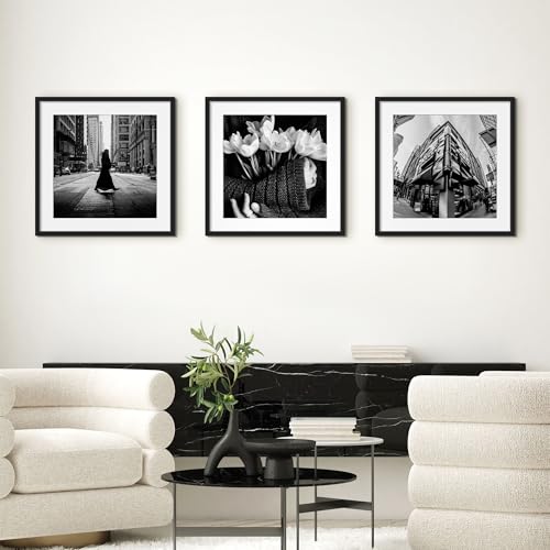 Image of upsimples 20x20 Picture Frame, Display Pictures 16x16 with Mat or 20 x 20 Without, Wall Hanging Puzzle Frames, Black, 1 Pack