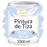 Creative DECO 1L Azul Claro Pintura a la Tiza para Muebles Chalk Paint | Pintura Madera Mate y Lavable sin Lijar | Renovación, Decoración, Manualidades | Posible Efecto de Barrido y Gradiente