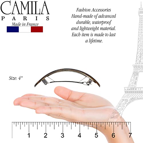 Camila Paris Cp3322 French Hair Barrette Oval For Thick Curly Wavy Long Hair, Strong Hold Grip Hair Clips For Women, No Slip Rubberized Metal Clasp, Styling Girls Hair Accessories, Made In France #TOP2