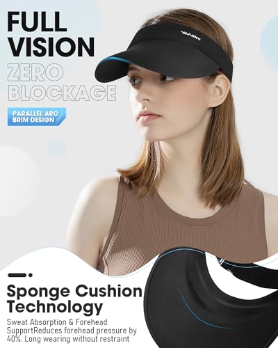 Image of YANIKY Sun Visor Hat for Women,UPF50+ Seamless Sun Hats Men Women Lightweight Sports Cap Stretchy Ponytail Hat for Outdoor