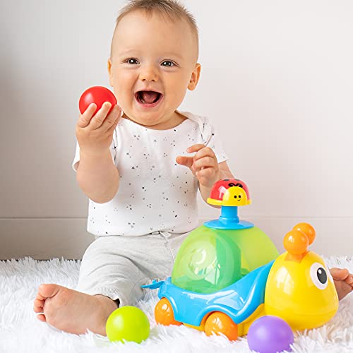 Press & Spin Balls Snail Pull Toy For 1 Year Old Toddlers & Up - Cause & Effect Toy Helps Developing Hand-Eye Coordination, Grasping & Motor Skills #TOP1