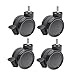 LYBC Ruote Girevoli 75mm bullone M10*30,Ruota per Sedia Ufficio,Rotelle per Mobili,Ruote per Carrello,silenziose,Set di 4/5 con Freni,Nero