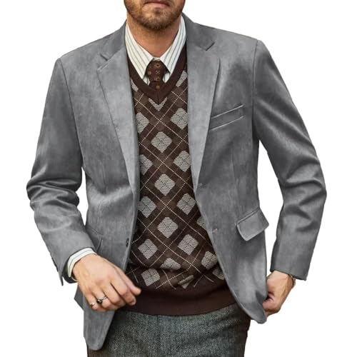 Men's Casual Blazer Suede Suit Jackets 2- Button Business Sport Coat