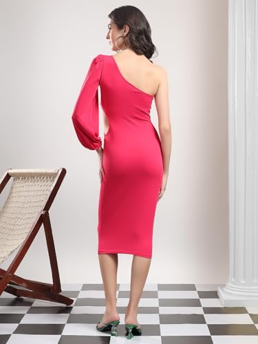 Image of KOTTY Women's Solid Stylish Warm Pink Casual Dress
