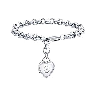 CaleesLLC Letter A to Z Initial Charm Bracelet Adjustable Stainless Steel Anklet Personalized Wrist Link for Women