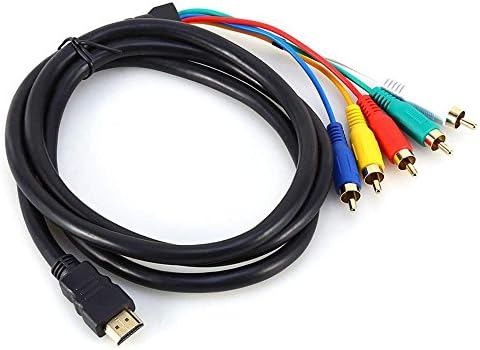 HDMI to RCA Cable, Chenduomi HDMI Male to 5RCA Video Audio AV Converter Adapter Cable For HDTV DVD and most LCD Projectors (Color of the Cable May Vary)