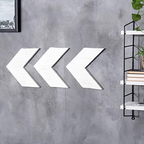 MyGift Vintage White Wood Wall-Mounted Decorative Arrowhead Chevrons Wall Decor, Set of 3