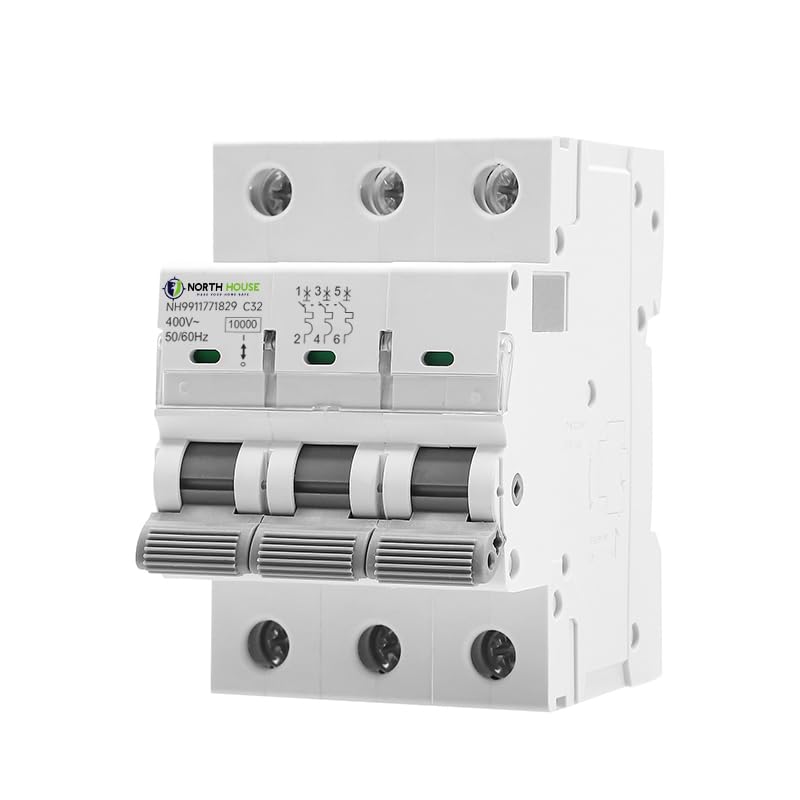 Image of NORTH HOUSE 63 A 3 Pole MCB | 10kA Breaking Capacity | C-Curve Tripping | Overload & Surge Protection | Durable Polycarbonate Housing | 5 Year Warranty