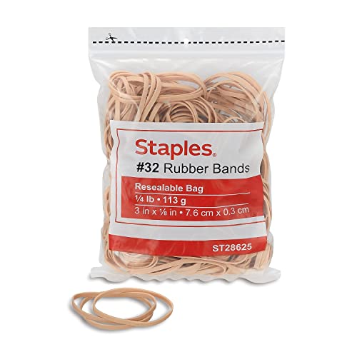 Staples Rubber Bands, Size #32, Beige, 225 Pack – Durable Economy Bands for Office, Home & Classroom Use