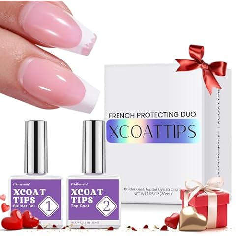 BTArtboxnails XCOATTIPS French Protecting DUO builder gel and top coat set to Protect French XCOATTIPS, No More French Tips Area chipping Cover