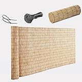 Valla De Caña Natural Tejida a Mano Pantalla Privacidad Exterior Rollos De Bambú para Cercas 30cm-180cm Estera de Cañizo ocultacion para Jardín Balcón(Natural)